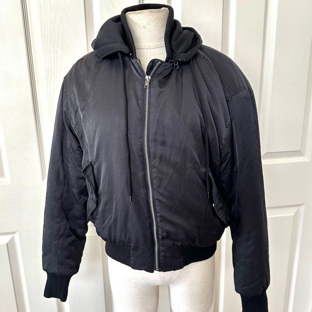 Silence and noise black zip jacket with removable hood